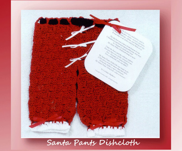 Santa Pants Dishcloth  <br /><br /><font color=