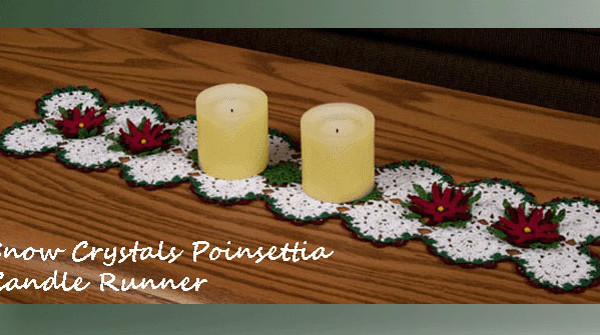 Snow Crystals Poinsettia Candle Runner <br /><br /><font color=