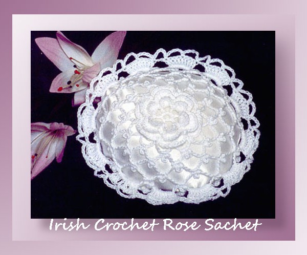 Irish Crochet Rose Sachet  <br /><br /><font color=