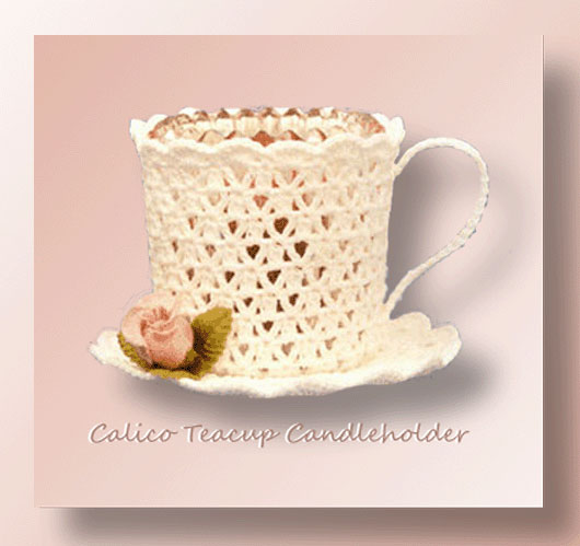 Calico Teacup Candleholder <br /><br /><font color=