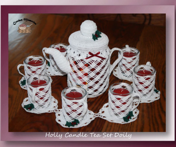 Holly Candle Tea Set Doily <br /><br /><font color=
